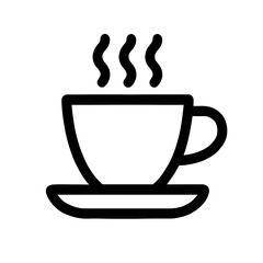 Hot Coffee Cup Icon Bold Line, Flat Design Illustration