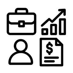 Business Growth Icons Portfolio, Finance, and Profit Increase