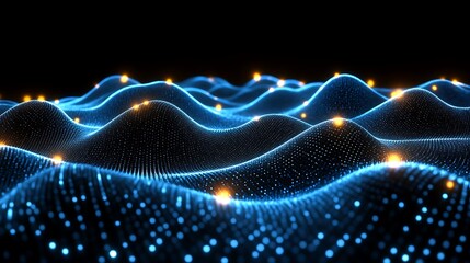 Abstract digital landscape with glowing points