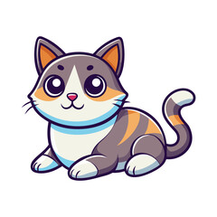 Obraz premium Adorable cartoon cat illustration grey orange white