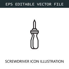 Screwdriver Icon Logo Vector Image in Black and White
