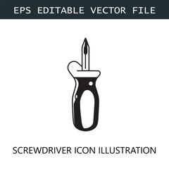 Screwdriver Icon Logo Vector Image in Black and White
