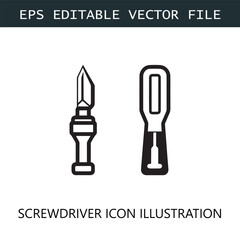 Screwdriver Icon Logo Vector Image in Black and White
