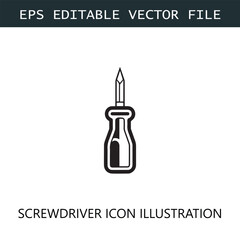 Screwdriver Icon Logo Vector Image in Black and White
