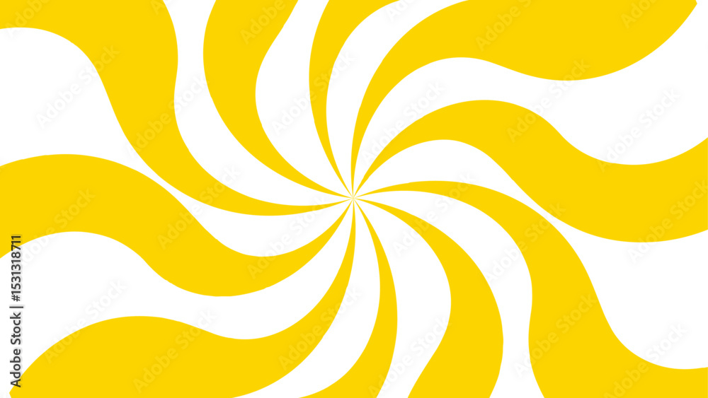 Poster Abstract bold, radial swirl pattern with wavy, curved orange shapes with central point on a white background. Dynamic motion and a hypnotic spiral effect and energetic optical illusion. 