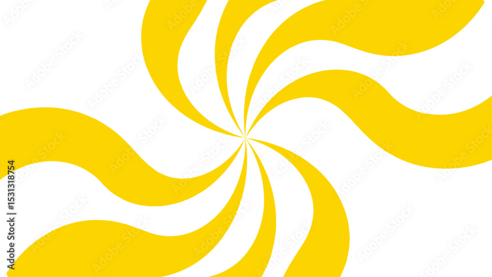 Poster Abstract bold, radial swirl pattern with wavy, curved orange shapes with central point on a white background. Dynamic motion and a hypnotic spiral effect and energetic optical illusion. 