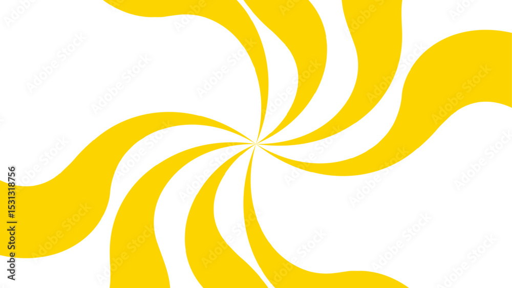 Poster Abstract bold, radial swirl pattern with wavy, curved orange shapes with central point on a white background. Dynamic motion and a hypnotic spiral effect and energetic optical illusion. 