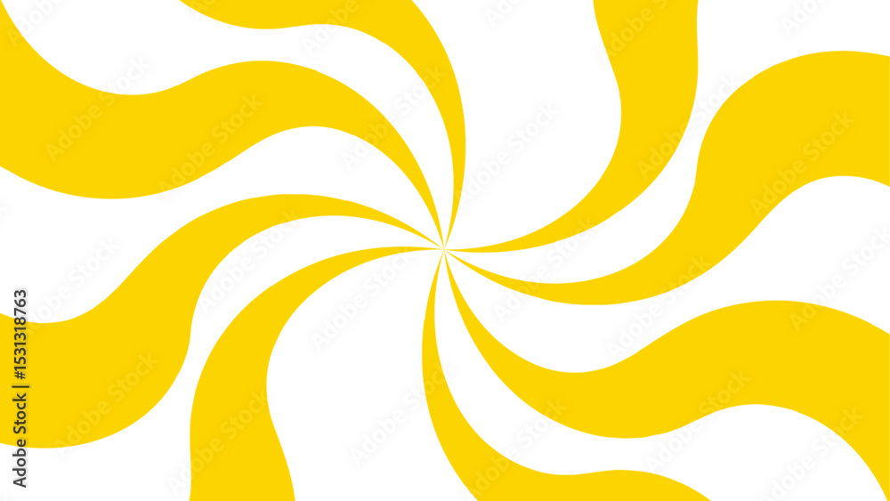 Poster Abstract bold, radial swirl pattern with wavy, curved orange shapes with central point on a white background. Dynamic motion and a hypnotic spiral effect and energetic optical illusion. 
