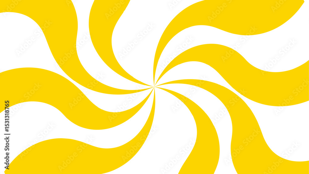 Poster Abstract bold, radial swirl pattern with wavy, curved orange shapes with central point on a white background. Dynamic motion and a hypnotic spiral effect and energetic optical illusion. 