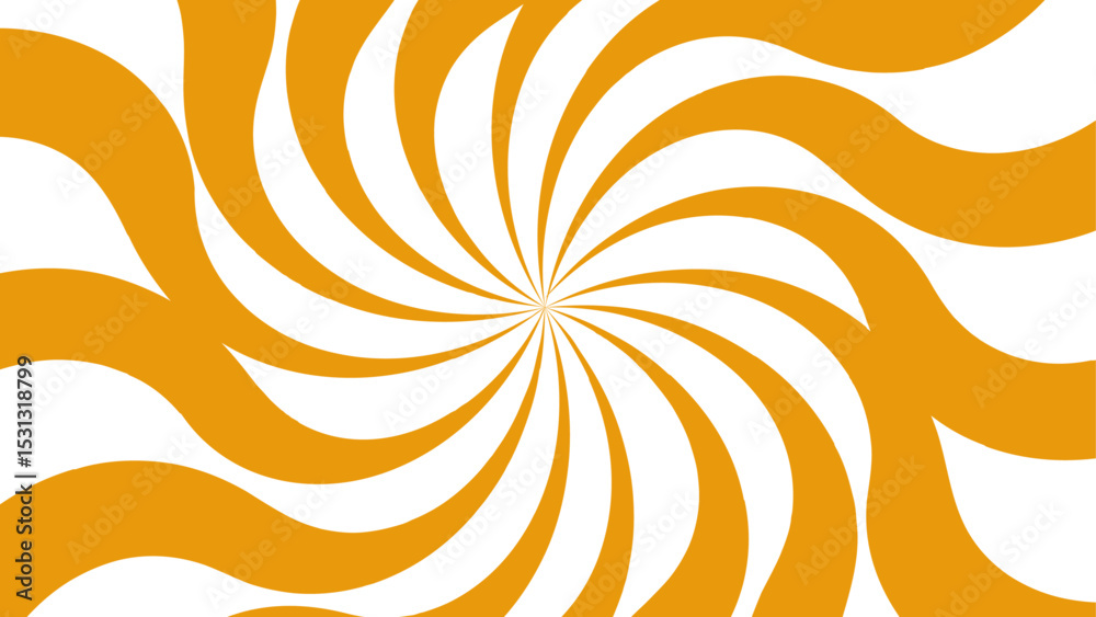 Aufkleber abstract bold, radial swirl pattern with wavy, curved orange shapes with central point on a white ba