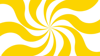 Abstract bold, radial swirl pattern with wavy, curved orange shapes with central point on a white background. Dynamic motion and a hypnotic spiral effect and energetic optical illusion. 