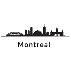 Vector Montreal skyline. Travel Montreal famous landmarks. Business and tourism concept for presentation, banner, web site. Vector black silhouette. with white background