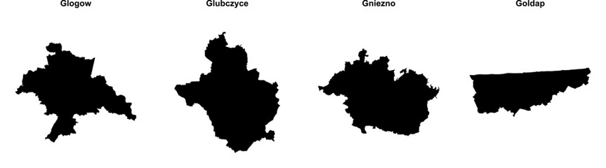 Glogow, Glubczyce, Gniezno, Goldap outline maps