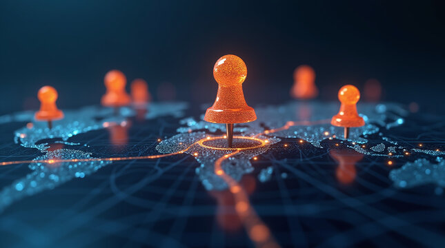 A detailed map displaying a specific location marked with two vibrant pins, symbolizing the starting and destination points in a GPS navigation system used for efficient route planning and guidance.