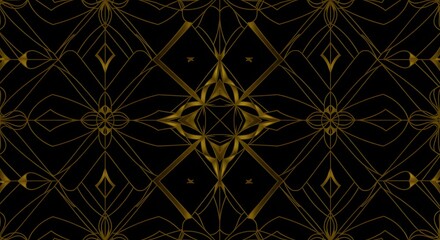 Elegant Gold Geometric Pattern Luxury Black and Gold Kaleidoscope Design