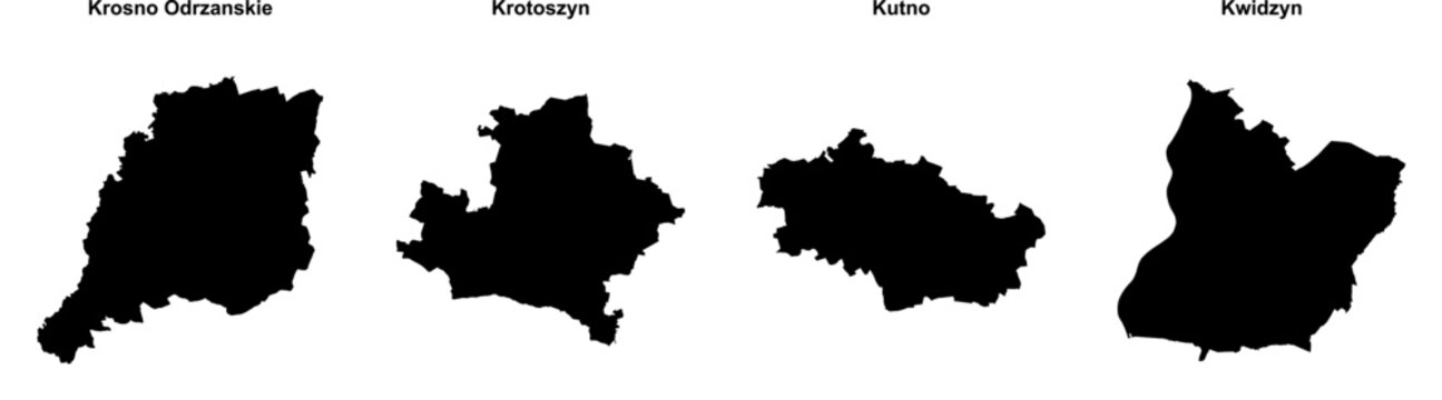Krosno Odrzanskie, Krotoszyn, Kutno, Kwidzyn outline maps