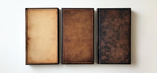 Fototapeta premium Three rectangular boxes with varying aged paper textures