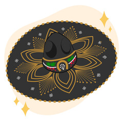 ilustración sombrero de charro mexicano en transparencia