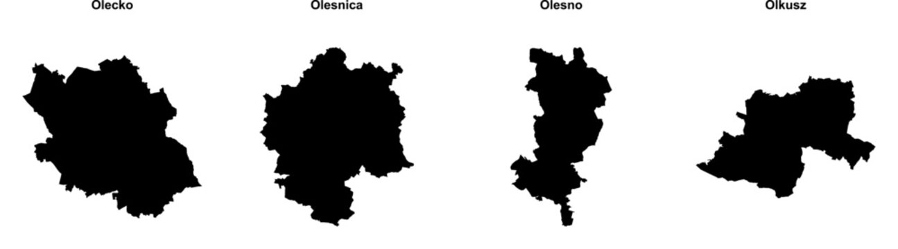 Olecko, Olesnica, Olesno, Olkusz outline maps