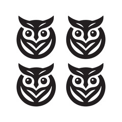 Minimalist Owl Logo Set – Modern Black Owl Icon Design for Branding and Identity