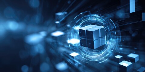 Abstract digital cube in motion