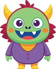 Fototapeta premium Cute green monster cartoon character illustration