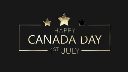 Dominion Day, Happy Canada Day, celebrating joy and peace bg. Patriotic gold metal typography overlay asset. Shiny Happy Canada Day, July 1 nationwide feeling social media posts, story advertisement.