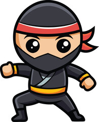 Obraz premium Cute cartoon ninja character in fighting pose