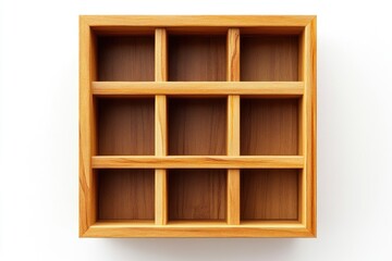 Obraz premium Empty light brown wooden box with compartments