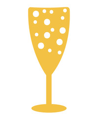 Champagne clip art design on plain white transparent isolated background for sign, decal, card, shirt, hoodie, sweatshirt, apparel, tag, mug, icon, poster or badge