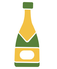 Champagne clip art design on plain white transparent isolated background for sign, decal, card, shirt, hoodie, sweatshirt, apparel, tag, mug, icon, poster or badge