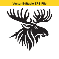 Majestic Moose Head Silhouette: A Vector Illustration of a Moose