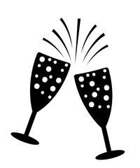 Champagne clip art design on plain white transparent isolated background for sign, decal, card, shirt, hoodie, sweatshirt, apparel, tag, mug, icon, poster or badge