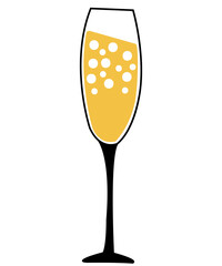 Champagne clip art design on plain white transparent isolated background for sign, decal, card, shirt, hoodie, sweatshirt, apparel, tag, mug, icon, poster or badge