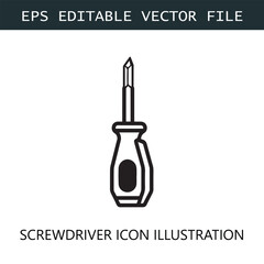Screwdriver Icon Logo Vector Image in Black and White
