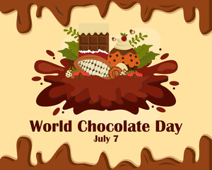 Flat Chocolate Splash Illustration for World Chocolate Day