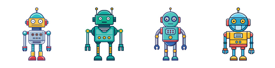 Fototapeta premium AI Robot Flat Illustration Futuristic Artificial Intelligence Vector Design