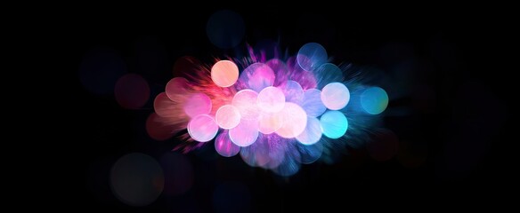 Abstract cluster of vibrant, glowing orbs