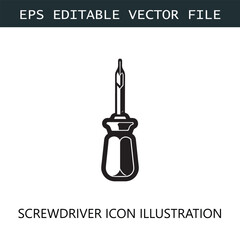 Screwdriver Icon Logo Vector Image in Black and White
