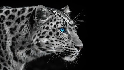 Majestic leopard staring intently wildlife photography studio setting close-up view animal behavior exploration