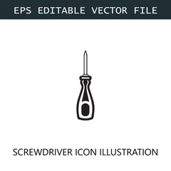 Screwdriver Icon Logo Vector Image in Black and White
