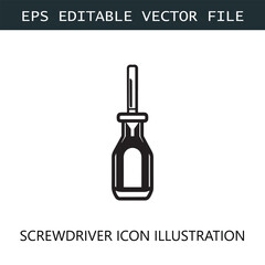 Screwdriver Icon Logo Vector Image in Black and White
