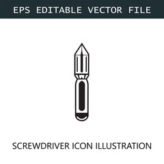 Screwdriver Icon Logo Vector Image in Black and White
