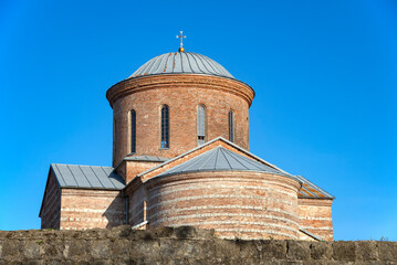 The dome of the ancient church of St. Andrew the First-Called close-up. Pitsunda, Abkhazia
