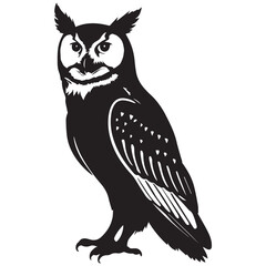 Obraz premium Majestic black and white owl silhouette illustration