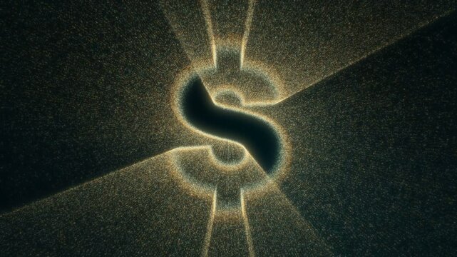 Animation with the dollar symbol built from particles