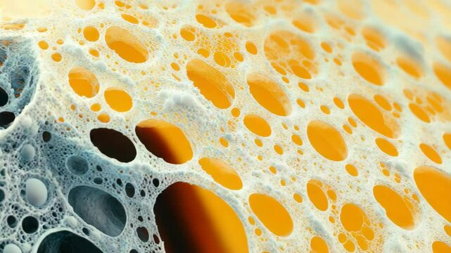 A close up view of a yellow and white liquid