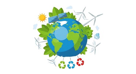 "Save the Planet – Flat Vector Concept of Eco-Friendly Living"

