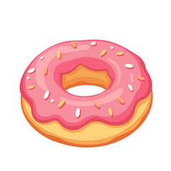 Colorful donut with pink glaze vector on transparent background, perfect for dessert designs, food blogs, menus, and culinary presentations