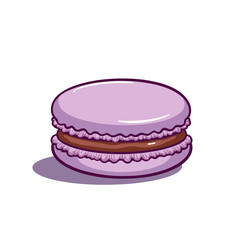 Lavender macaron vector, isolated on transparent background, ideal for dessert menus, culinary presentations